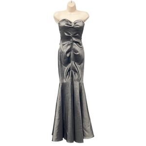 Xscape Joanna Chen Dress Women Formal Vintage 90s Sz 6 Gray Metallic Evening‎